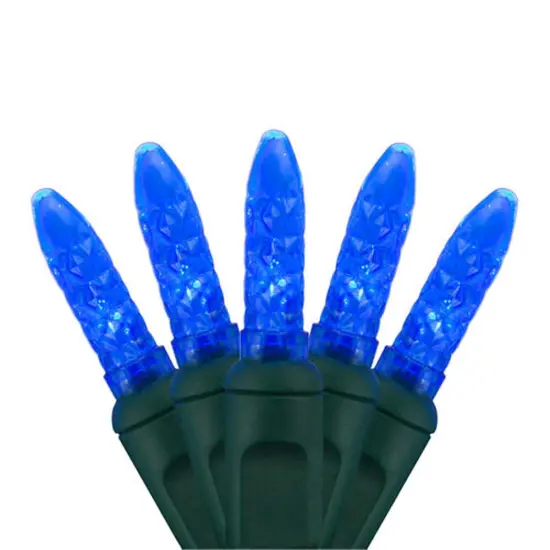 70 Blue M5 LED Lights, Green Wire, 4" Spacing {1}