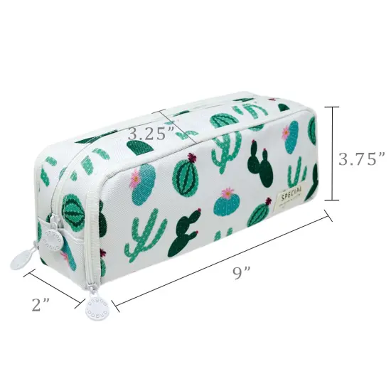 Wrapables Large Capacity Pencil Case, 3 Compartment Pencil Pouch for Stationery Pens Cactus {2}