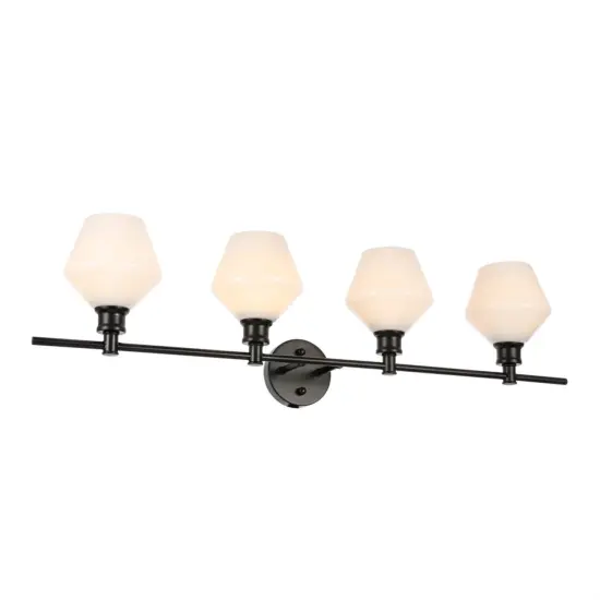 Gene 4 light Black and Frosted white glass Wall sconce {4}