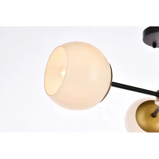 Briggs 26 inch flush mount in black and brass with white shade {5}