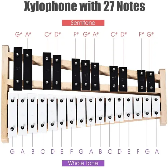 27 Note Glockenspiel Xylophone with 2 Rubber Mallets {2}