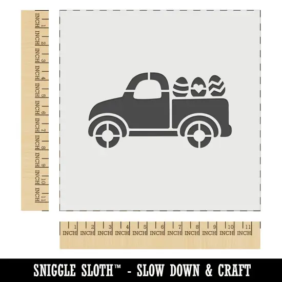 Cute Truck with Easter Eggs Wall Cookie DIY Craft Reusable Stencil {1}