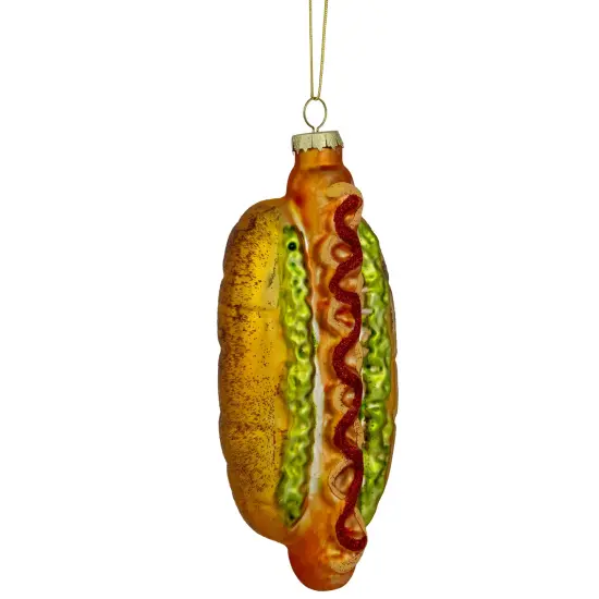 Northlight 6" Hot Dog with All the Fixings Glass Christmas Ornament Brown {5}