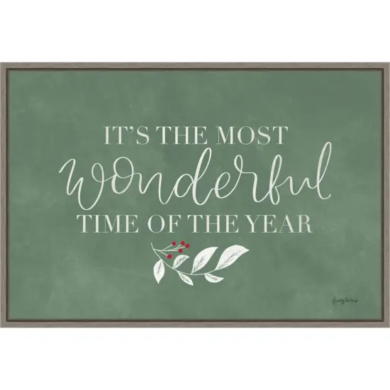 Green Christmas IV by Becky Thorns Canvas Art Framed {1}