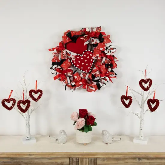 Northlight Ribbon and Twig Valentine's Day Wreath - 17" Red {3}