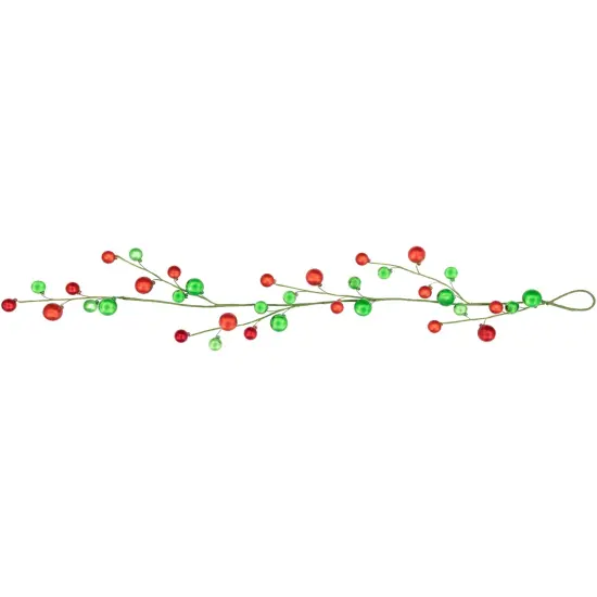 Northlight 4' x 6" Green and Red Ball Ornament Christmas Garland, Unlit {5}