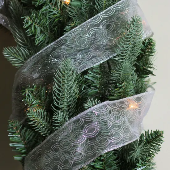 Northlight Pack of 12 Silver Glittering Swirl Wired Christmas Craft Ribbons 2.5" x 120 Yards {4}