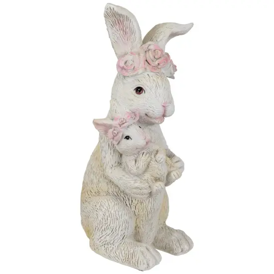 Northlight Mother and Baby Bunny Outdoor Garden Easter Statue - 9.25" White {5}