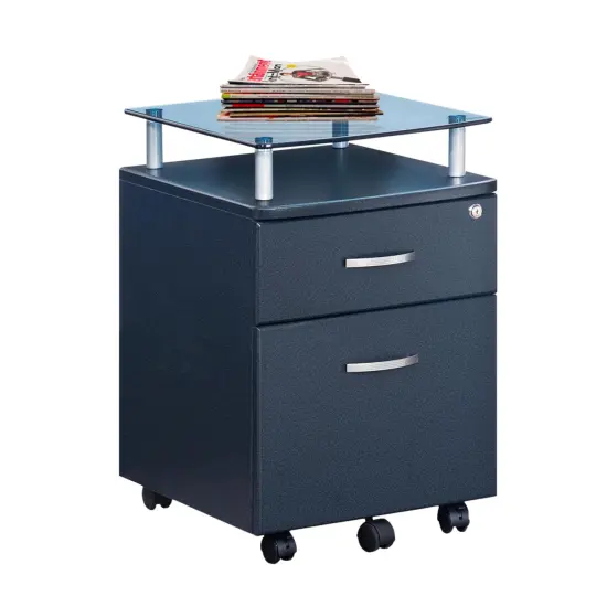 Techni Office Solutions 24" Blue and Clear Durable Rectangular Rolling File Cabinet {4}