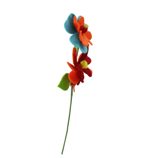 Raz 21.75" Vibrantly Colored Double Flower Christmas Spray Orange {3}