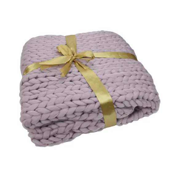 Northlight Light Purple Cable Knit Plush Throw Blanket 50 x 60 {3}