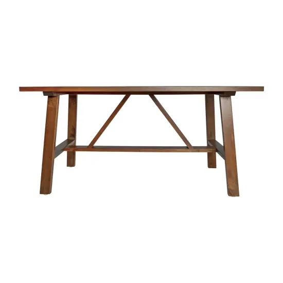 Merrick Lane Mabel Farmhouse Trestle Coffee Table, Solid Wood Rustic Accent Table Walnut {3}