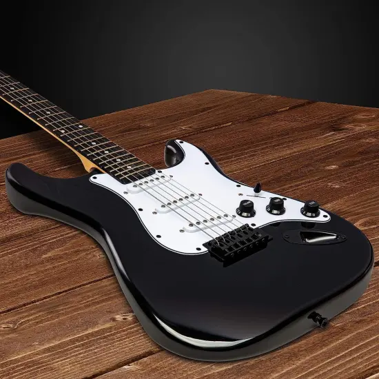 LyxPro Beginner Stratocaster 39&rdquo; Electric Guitar and Electric Guitar Accessories Black {10}