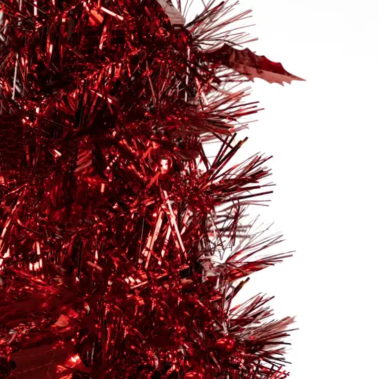 Northlight 6' Red Tinsel Pop-Up Artificial Christmas Tree, Unlit {4}