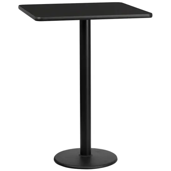 Emma and Oliver 30" Square Laminate Table Top with 18" Round Bar Height Table Base Black {1}