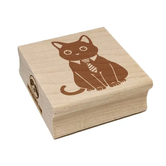 Business Cat with Tie Square Rubber Stamp for Stamping Crafting {2}