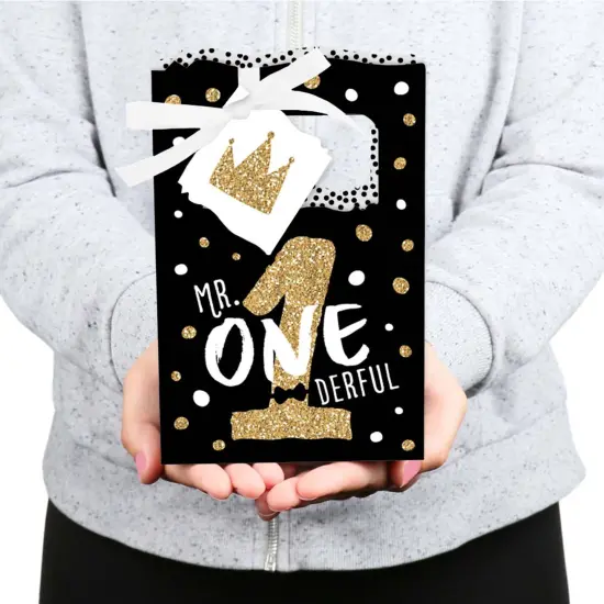 Big Dot of Happiness 1st Birthday Little Mr. Onederful - Boy First Birthday Party Favor Boxes - Set of 12 {6}