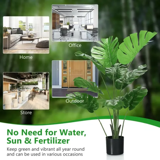 4 Feet Artificial Monstera Deliciosa Tree with 10 Leaves of Different Sizes {4}