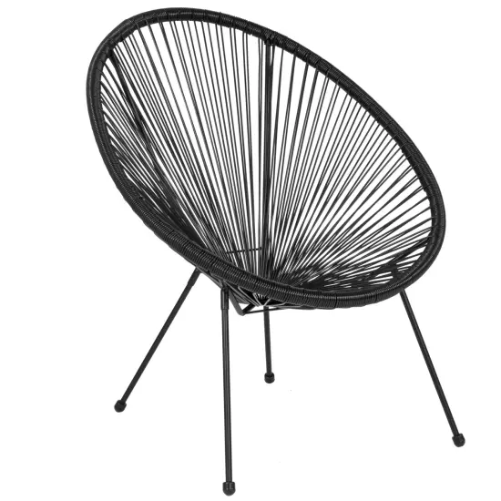 Emma and Oliver Papasan Bungee Lounge Chair Black {1}
