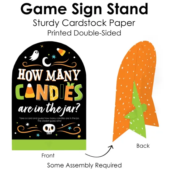 Big Dot of Happiness Jack-O'-Lantern Halloween - How Many Candies Kids Halloween Party Game - 1 Stand and 40 Cards - Candy Guessing Game {6}