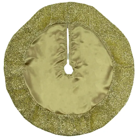 Northlight 20" Gold Mini Christmas Tree Skirt with Tinsel Trim {3}