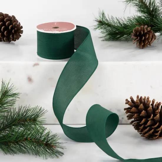Northlight Solid Green Wired Edge Craft Christmas Ribbon 2.5 x 10 Yards {3}