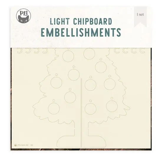 Santa's Workshop Light Chipboard 3D Base 8"X8"-Christmas Tree {1}