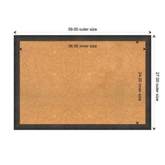 Dappled Narrow Wood Framed Corkboard, Natural Cork Dappled Black Brown {3}