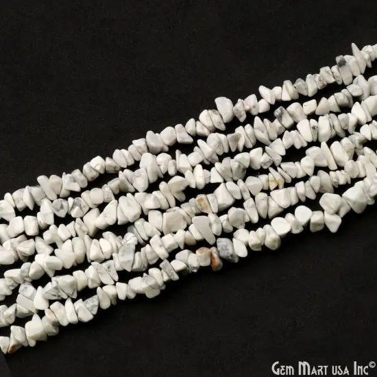 Howlite Chip Beads, 34 Inch, Natural Chip Strands, Drilled Strung Nugget Beads, 7-10mm, Polished, GemMartUSA (CHHW-70004) {4}