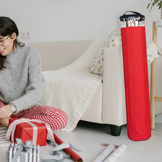 Simple Living Zip Up Christmas Gift Wrap Storage Tube Bag - 40" - Red and Black {5}