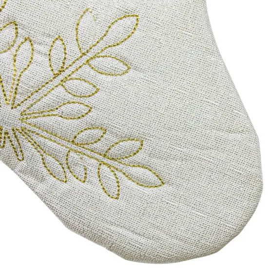 Northlight 20" Cream with Gold Snowflakes Christmas Stocking with Faux Fur Cuff White {5}