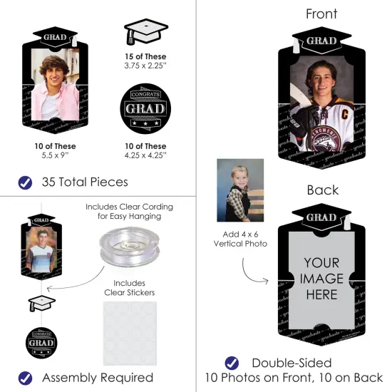 Big Dot of Happiness Graduation Cheers Party Vertical Photo Garland 35 Pieces {4}