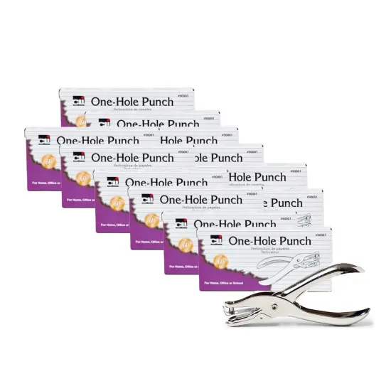 One-Hole Paper Punch with Metal Catcher, Pack of 12 {1}
