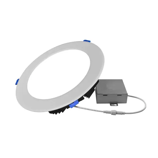 NICOR DLE8 Series 8 in. Round White Flat Panel LED Downlight in 2700K {1}