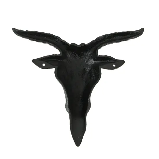 Black Enamel Cast Iron Baphomet Head Wall Mounted Sculpture Hanging Home Decor {4}