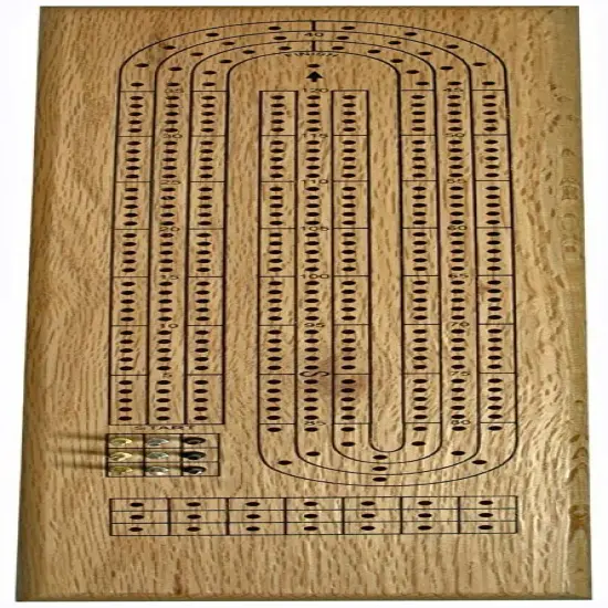 WE Games Classic Cribbage Set - Solid Wood Continuous 3 Track Board with Metal Pegs {8}