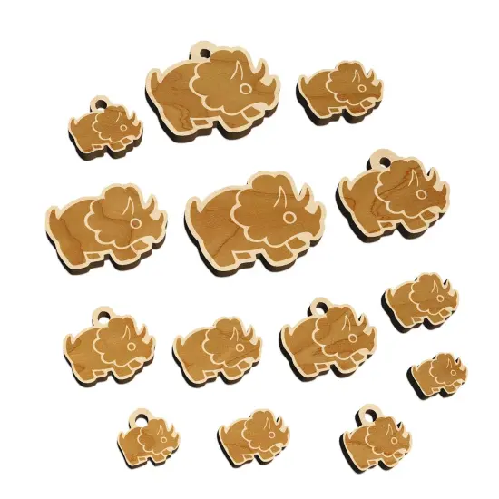 Cute Triceratops Dinosaur Mini Wood Shape Charms Jewelry DIY Craft {7}
