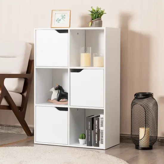 Costway 6 Cube Bookcase Cabinet Wood Bookcase Storage Shelves Room Divider Organization {3}