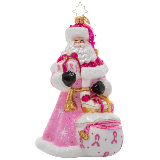 Christopher Radko Christopher Radko Sending Strength Santa Glass Christmas Ornament Pink {1}
