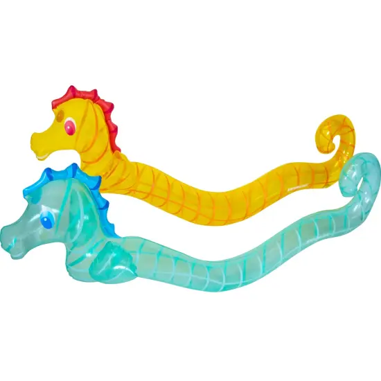 Swimline Set of 2 Blue and Yellow Inflatable Seahorse Swimming Pool Doodles 72" {1}