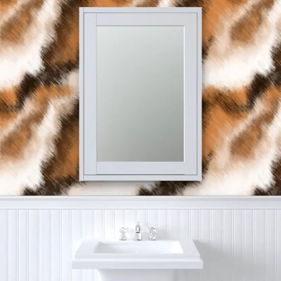 Peel & Stick Wallpaper 2FT Wide Black White Orange Animal Print Fur Calico Cat Hair Watercolor Pencil Large Scale Custom Removable Wallpaper by Spoonflower {6}