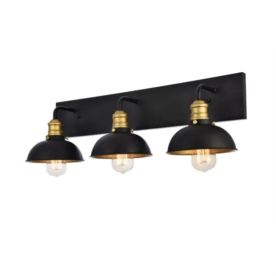 Anders Collection Wall Sconce D27 H8.3 Lt:3 Black and Brass Finish {3}