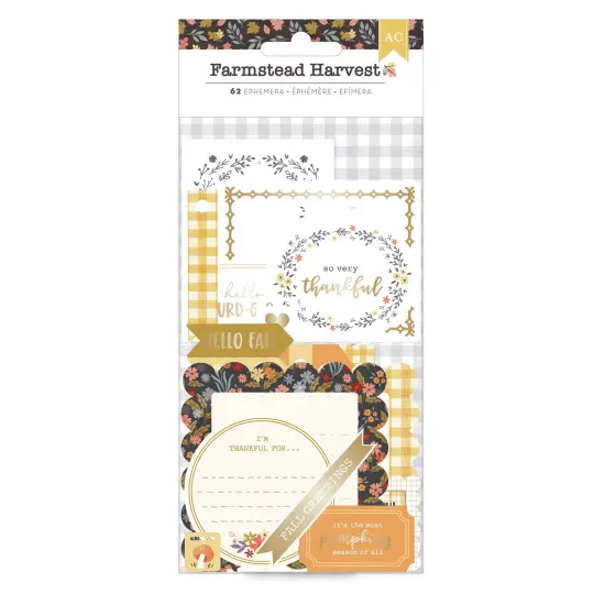 American Crafts Farmstead Harvest Ephemera Die-Cuts 62/Pkg-Journaling - Gold Foil {1}
