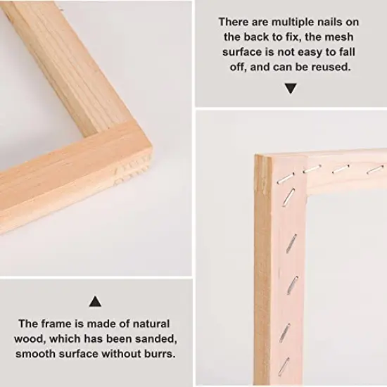 26 Pcs Screen Printing Starter kit, 3 Different Size Wood Silk Screen Printing Frames with 110 Mesh, Screen Printing Squeegees, Inkjet Transparency Film, Ink Knife, Mask Tape, Fine Glitter {6}