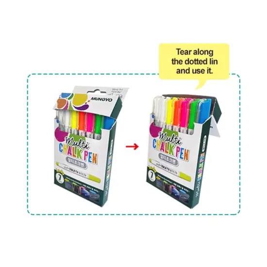 MUNGYO Multi Chalk Pen - Assorted 7 pieces in a cardboard box {3}