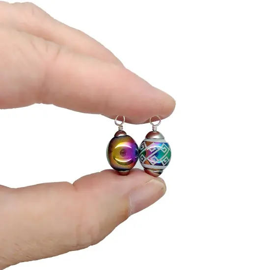 Miniature Christmas Ornaments, 8 pcs with Hooks, Pretty Rainbow Metallic Glass Balls, Adorabilities {2}