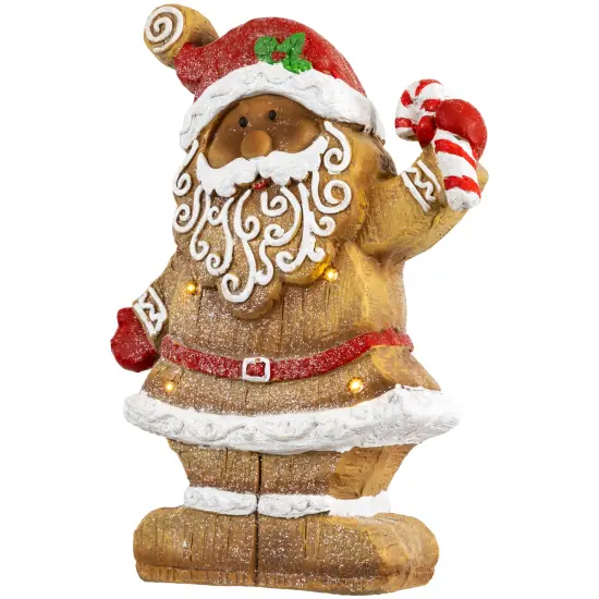 Northlight LED Lighted Gingerbread Santa with Candy Cane Christmas Figure - 15" Brown {5}