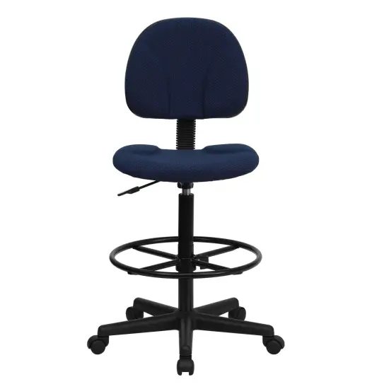 Emma and Oliver Two Cylinder Drafting Chair (Cylinders: 22.5"-27"H or 26"-30.5"H) Navy Blue Patterned {3}