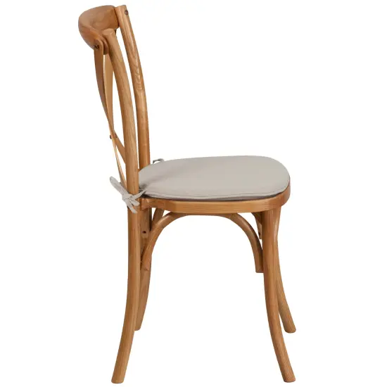 Merrick Lane Davisburg Stackable Wooden Cross Back Bistro Dining Chair with Cushion Oak {4}
