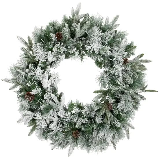Northlight Real Touch&trade; Flocked Rosemary Emerald Angel Pine Artificial Christmas Wreath - 30-Inch, Unlit Green {1}